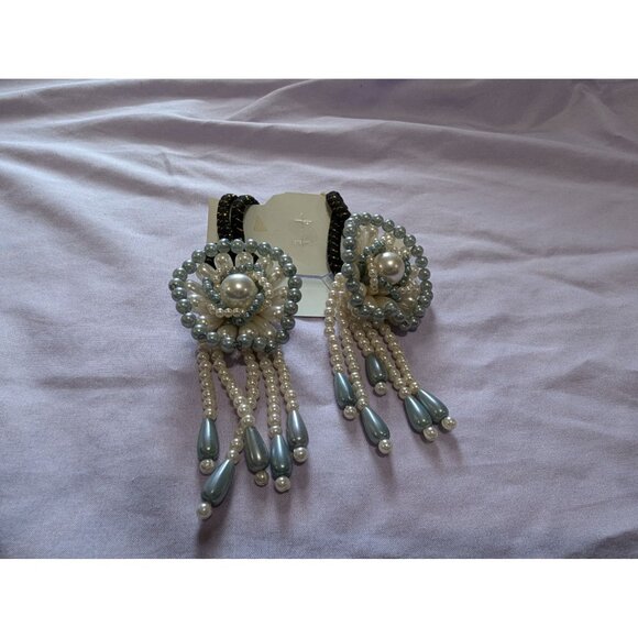 Elegant Beaded Hair Tie Ponytail Holder Set Of 2 - Picture 1 of 2